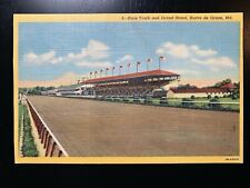 Linen Postcard Havre de Grace MD - Horse Race Track Grand Stand picture