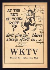 1957 WKTV UTICA,NEW YORK TV AD ~ THERE'S ALWAYS HOPE ON WKTV picture