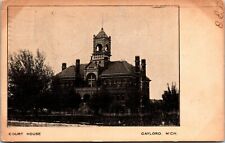 Gaylord Michigan~1880s Courthouse w/WWII Lookout Post~Razed 1960s~B&W 1907 UDB picture