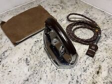 Nice ++ Vintage KM Gad-A-Bout Travel Iron W/ Cloth Cord, Travel Bag. Cat #17-501 picture