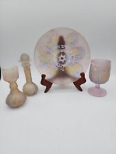 VTG Isreal Rueven Hand painted Glass 4 PC Vanity Set picture