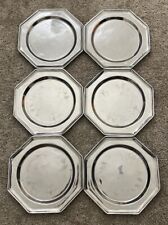 Set Of 6 VINTAGE Pewter Mexico Glossy Large Plates  12” X 12” - Retro Style Used picture