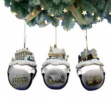 Ashton-Drake Winter Sleigh Bells #13 Ornament Set of 3 - Thomas Kinkade 3-inches picture