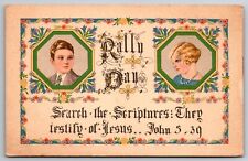 Rally Day St Lukes Lutheran Sunday School Invitation Boy and Girl  Postcard picture