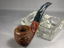 ITALIAN ESTATE PIPE - VINTAGE HAND RUSTICATED BENT APPLE W/ ACRYLIC SADDLE STEM picture