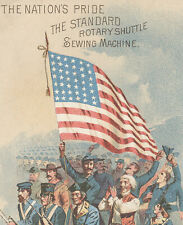BOSTON TRADE CARD, NATION'S PRIDE, LG FLAG & SOLDIERS,STANDARD SEW MACHINE  K622 picture
