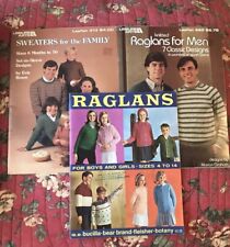 Lot of 3 Vintage Knitting SWEATER PATTERN Leaflet Books ~ Preowned ~ Raglan picture