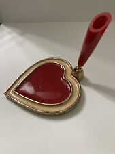 Vintage Red Enamel Heart Shaped Pen Pencil Holder picture