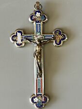 Oversize Antique Micro Mosaic Cross Crucifix  picture
