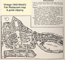 1940 World’s Fair Restaurant Guide Map PRESS CLIPPING 5.5” Vintage picture