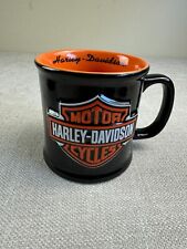 Harley Davidson Coffee Mug Ceramic Black Orange Logo Embossed picture