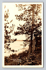 RPPC Lake Wah-Be-Ka-Netta Beach & Canoes Interlochen Michigan MI Postcard picture