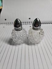 Vintage Mid Century Clear Leaded Crystal Pineapple Pattern Salt & Pepper Shakers picture