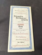 1917 Metropolitan Life Insurance Company Policy Paperwork picture