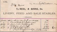 1894 Reel & Binns Dealer Livery Feed Sale Stables Broadway PONY MT Billhead picture