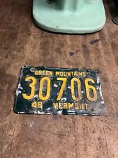 Antique Old 1948 48 30706 Vermont VT Green Mountains License Number Plate Tag picture