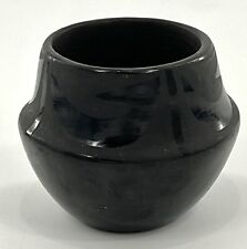 Vintage Santa Clara Pottery Black on Black Pot/Native American/Signed Lida/3.25” picture