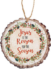 Needzo Jesus is The Reason for The Season Printed Faux Wood Ornament Christmas T picture
