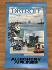 Vintage 1980’s Allegheny Airlines Detroit 22x35 Original Advertisement Poster picture