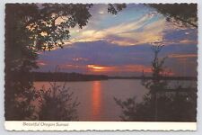 Oregon~Sunset Over Lake From Trees~Continental Postcard picture