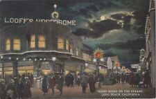 Long Beach, CA: Night Street Scene - Vintage Los Angeles Co, California Postcard picture
