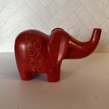 Hand Carved Stone Elephant Figurine Floral Decorative Red Pattern Home Decor picture