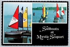 Postcard Connecticut Mystic Seaport Sailboats 1979 10R picture