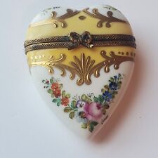 Limoges Trinket Heart Box Floral Hand Painted La Gloriette Signed Lomas Roses picture