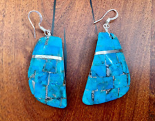 Santo Domingo Native American Spiny Oyster Shell Earrings With Turquoise Inlay picture