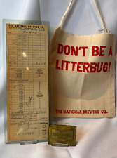 National Premium Beer Lot Metal Plaque Sales Ticket & Don't Be a Litter Bug Bag picture