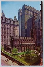 Trinity Church at Broadway and Wall Street New York City NY Vintage Postcard picture