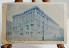 1908 Public Library Building Street View Chicago Illinois IL Antique Postcard picture