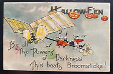 1913 Onaway MI USA Picture Postcard Cover Halloween This Beats Broomsticks picture