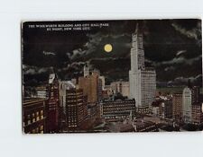 Postcard The Woolworth Building & City Hall Park by Night New York City NY USA picture