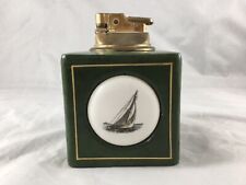Vintage Green Leather Wrapped Lighter With Sailboat Design picture
