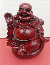 VINTAGE CARVED CINNABAR LACQUER CHINESE BUDDHA picture