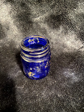 Vintage Cobalt Blue Glass Jar, Triangle Marks On Bottom, 2.5'' Tall picture