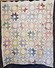 VTG Heavy Butterfly Applique Quilt 60x72 Feedsack Embroidery picture
