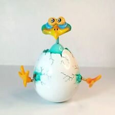 Exhart Green Bird Hatchling Chicken Spring Neck and Legs Hand Painted Bobblehead picture