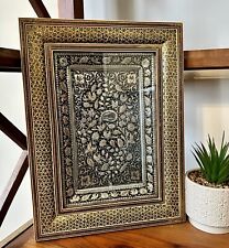 Antique Moroccan Inlaid Bone Frame Repousse Plaque picture