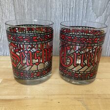 2 Vintage Houze CHRISTMAS Seasons Greetings Tumbler Drinking Glasses GUC picture