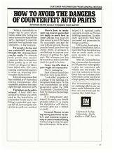 1986 GM General Motors Vintage Print Advertisement Avoid Counterfeit Auto Parts picture