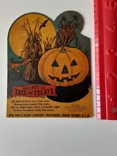 Old Vintage Halloween Cardboard Diecut Die Cut Rosen Sucker Holder Unused 1950's picture