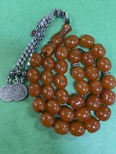 Antique Miscky Carrot 🥕 Color damari Cherry Amber bakelite islamic 33 beads R2 picture