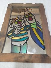 Vintage 1970's Handmade Bert and Ernie Sesame Street Mirror with Wooden Frame picture