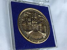 1970’s DISNEYLAND Medallion 5 Lands & Main St. Disney Vintage Bronze Coin MINT picture