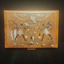Exquisite Vintage EGYPTIAN REVIVAL Genuine Leather JEWELRY BOX Velvet Lined picture