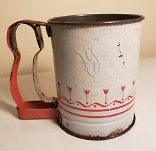 Vintage Androck Handi-Sift, Jr. Red/White Tulips Tin Decorative Country picture
