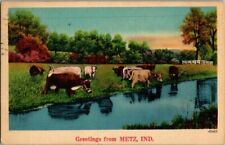 1940'S. GREETINGS FROM METZ, IND POSTCARD. RC16 picture