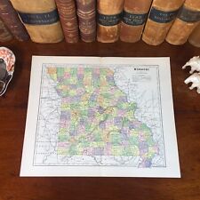 Original 1890 Antique Map MISSOURI Jefferson City Florissant Columbia Hazelwood picture